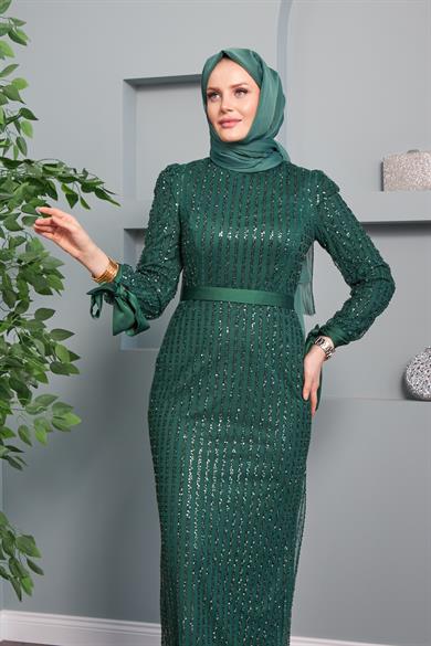 Nihan Evening Dress - Emerald Green