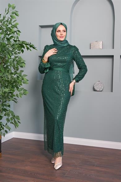 Nihan Evening Dress - Emerald Green