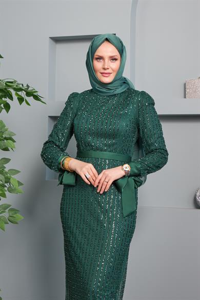 Nihan Evening Dress - Emerald Green