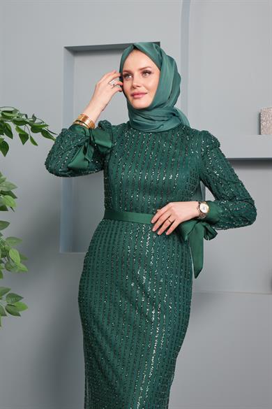 Nihan Evening Dress - Emerald Green