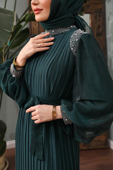 Nisa Evening Dress - Emerald Green