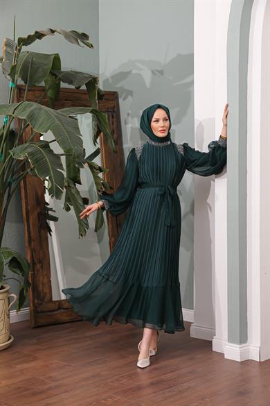 Nisa Evening Dress - Emerald Green