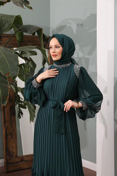 Nisa Evening Dress - Emerald Green