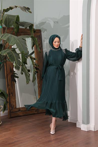 Nisa Evening Dress - Emerald Green