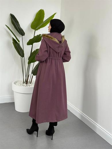 Nur Kapüşon Detaylı Kaban - Gül