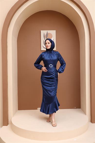 Nurşah Evening Dress - Navy Blue