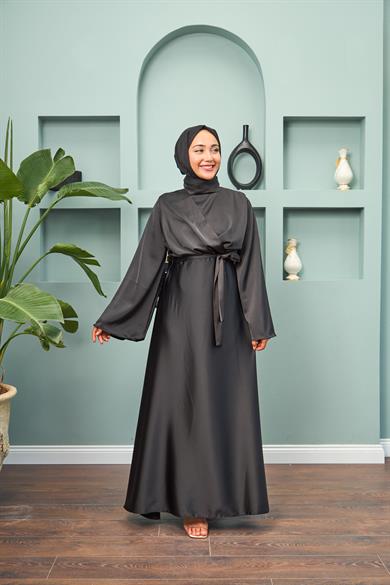 Tie-Front Tie-Front Evening Dress - Black