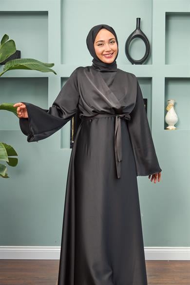 Tie-Front Tie-Front Evening Dress - Black