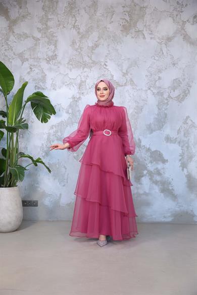 Organze Kat Kat Abiye - Marsala