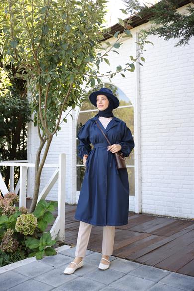 Oversize Trench Coat - Navy Blue
