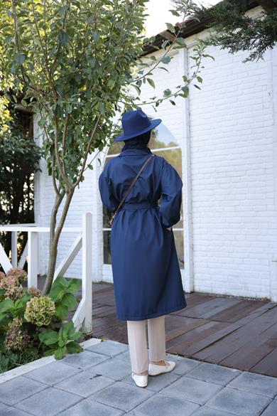 Oversize Trench Coat - Navy Blue