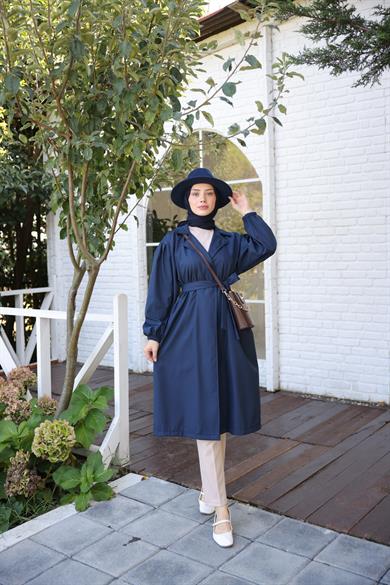 Oversize Trench Coat - Navy Blue