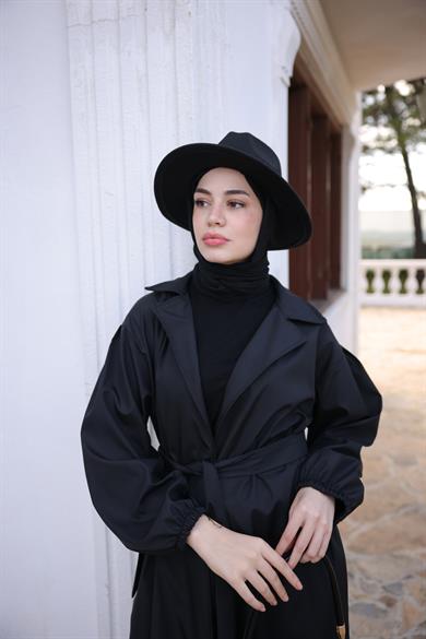 Oversize Trençkot - Siyah