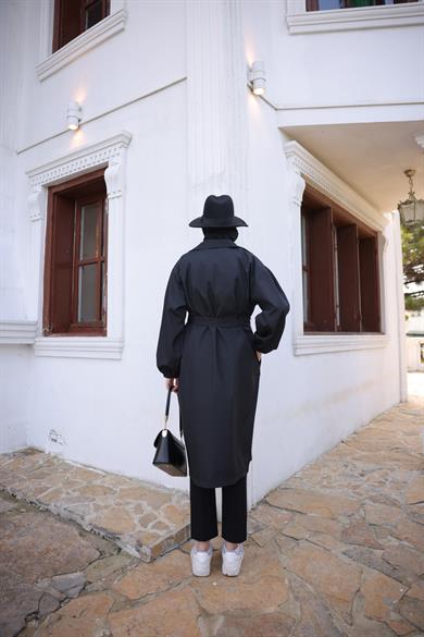 Oversize Trençkot - Siyah