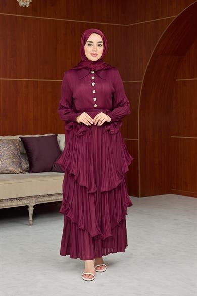 Özel Tasarım İthal Elbise - Bordo