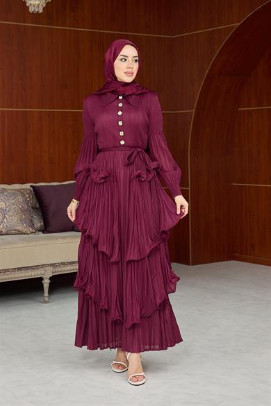 Özel Tasarım İthal Elbise - Bordo