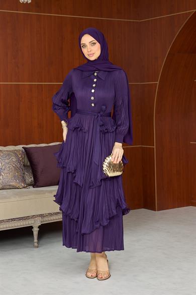 Özel Tasarım İthal Elbise - Mor