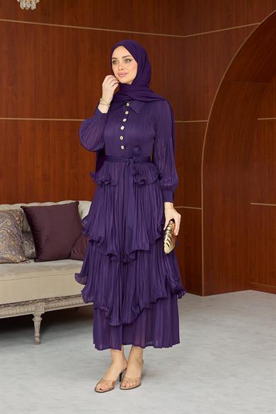Özel Tasarım İthal Elbise - Mor