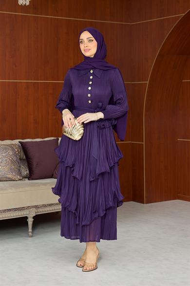 Özel Tasarım İthal Elbise - Mor