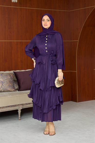 Özel Tasarım İthal Elbise - Mor