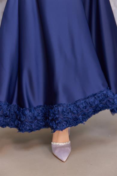 Papatya Saten Abiye - Lacivert