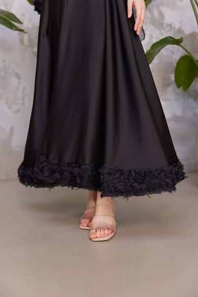 Papatya Saten Abiye - Siyah