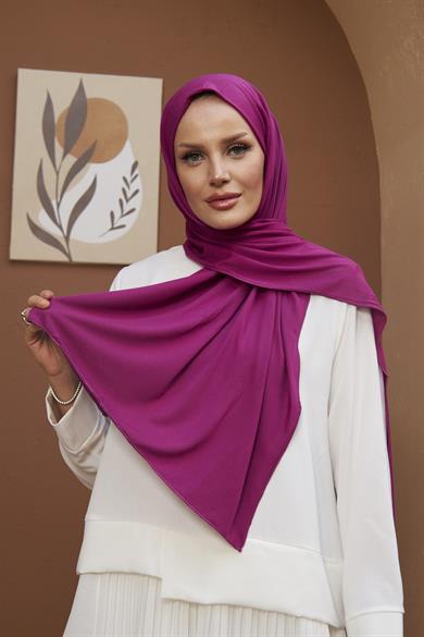Combed Cotton Shawl - Fuchsia