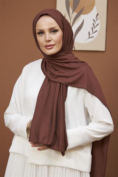 Combed Cotton Shawl - Brown