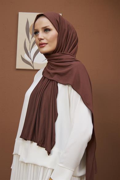 Combed Cotton Shawl - Brown