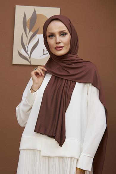 Combed Cotton Shawl - Brown