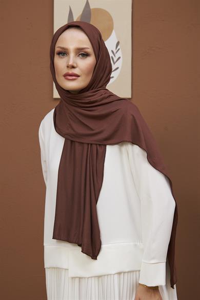 Combed Cotton Shawl - Brown