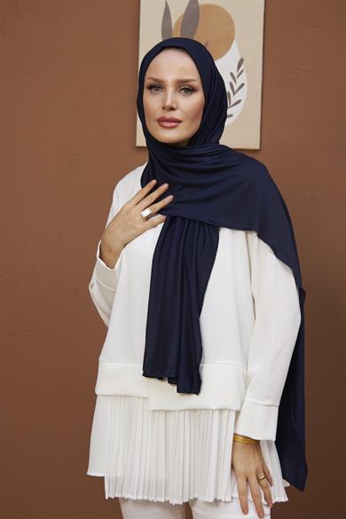 Combed Cotton Shawl - Navy Blue