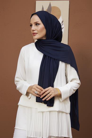 Combed Cotton Shawl - Navy Blue