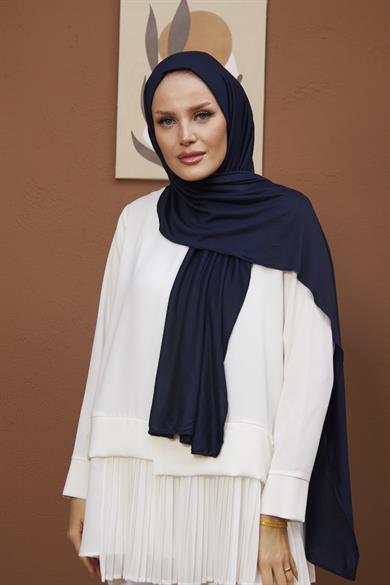Combed Cotton Shawl - Navy Blue