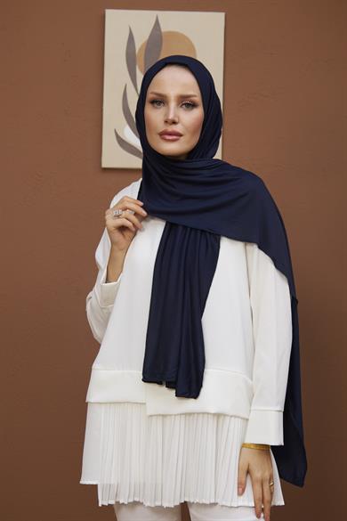 Combed Cotton Shawl - Navy Blue