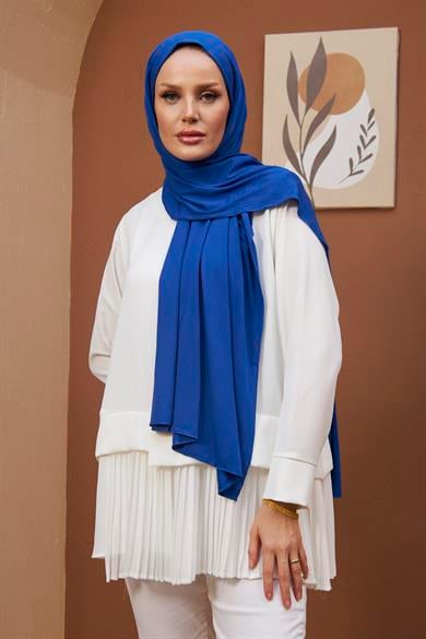 Combed Cotton Shawl - Saks Blue
