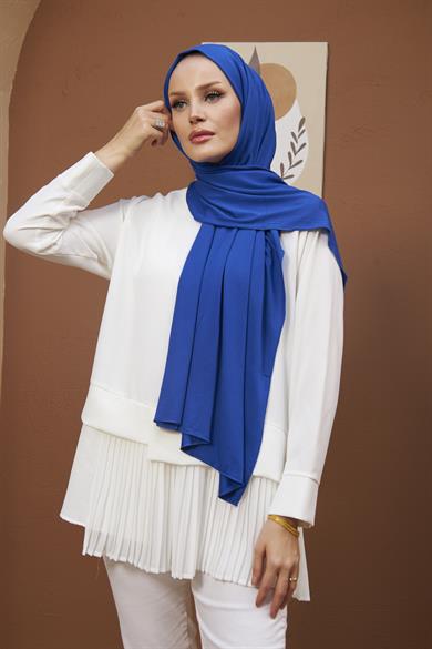 Combed Cotton Shawl - Saks Blue