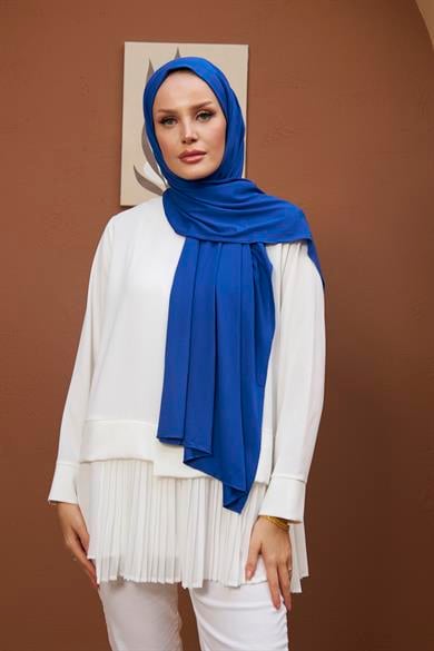 Combed Cotton Shawl - Saks Blue