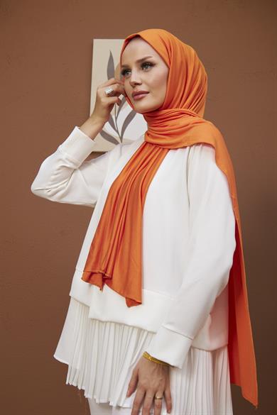 Combed Cotton Shawl - Orange