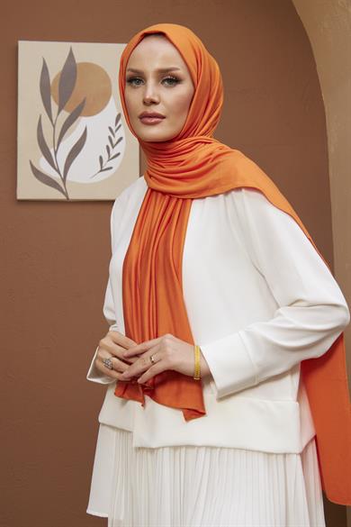 Combed Cotton Shawl - Orange