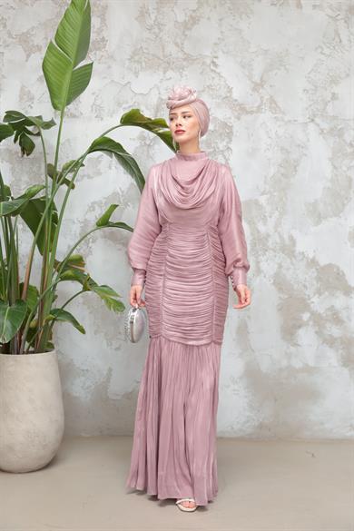 Piraye Işıltı Kumaş Abiye - Gül Kurusu