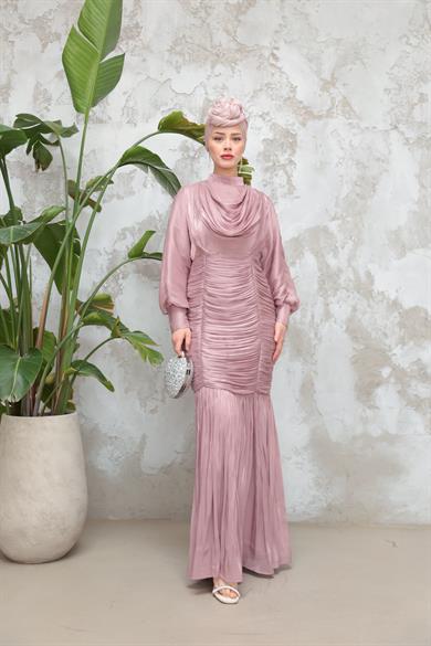 Piraye Işıltı Kumaş Abiye - Gül Kurusu