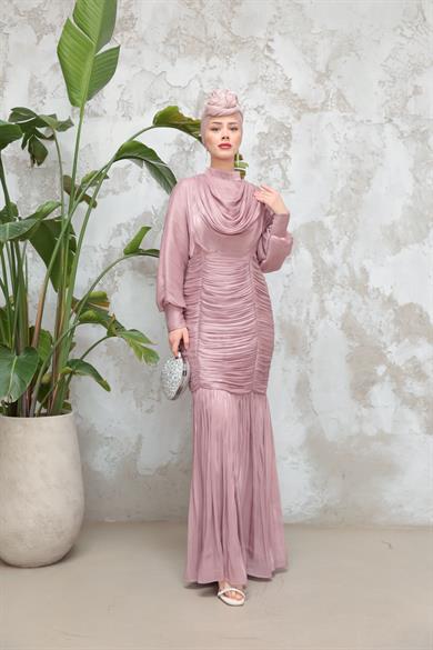 Piraye Işıltı Kumaş Abiye - Gül Kurusu