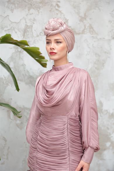 Piraye Işıltı Kumaş Abiye - Gül Kurusu