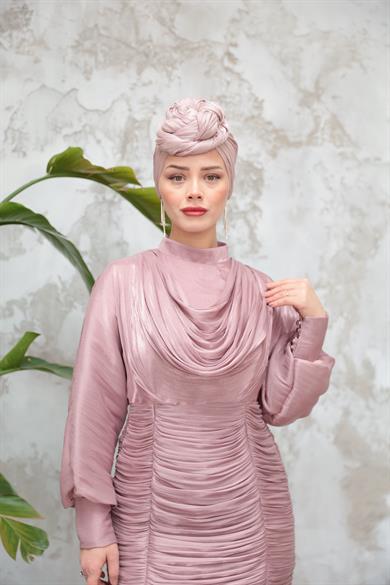 Piraye Işıltı Kumaş Abiye - Gül Kurusu