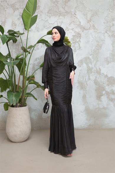 Piraye Işıltı Kumaş Abiye - Siyah