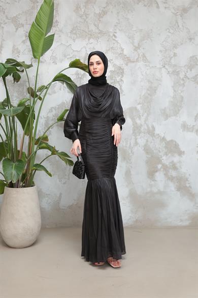 Piraye Işıltı Kumaş Abiye - Siyah