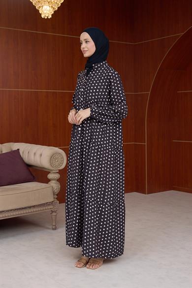 Puantiye Elbise - Siyah