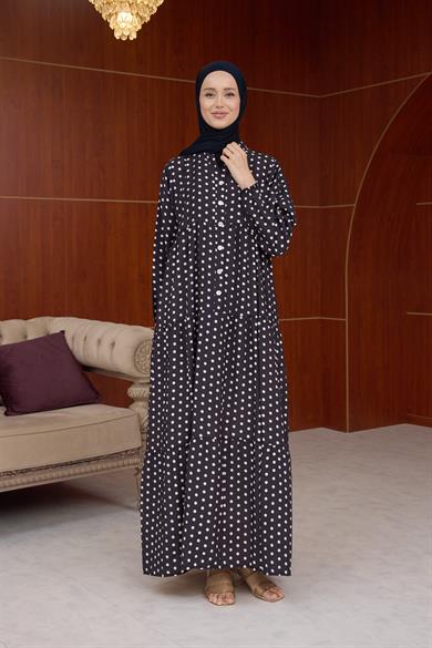 Puantiye Elbise - Siyah