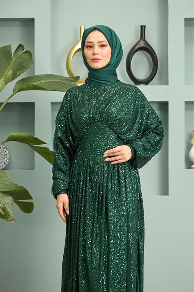 Sequin Sequin Evening Dress - Emerald Green